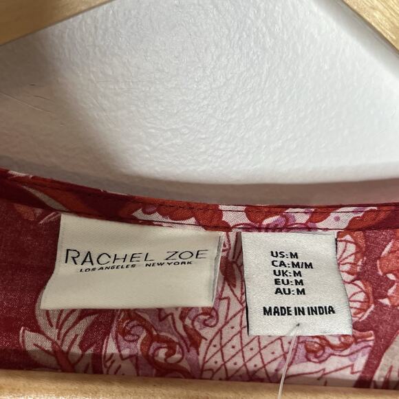 Rachel Zoe Embroidered Boho Top Red Womens Size M Floral Aztec Southwestern - Picture 6 of 8